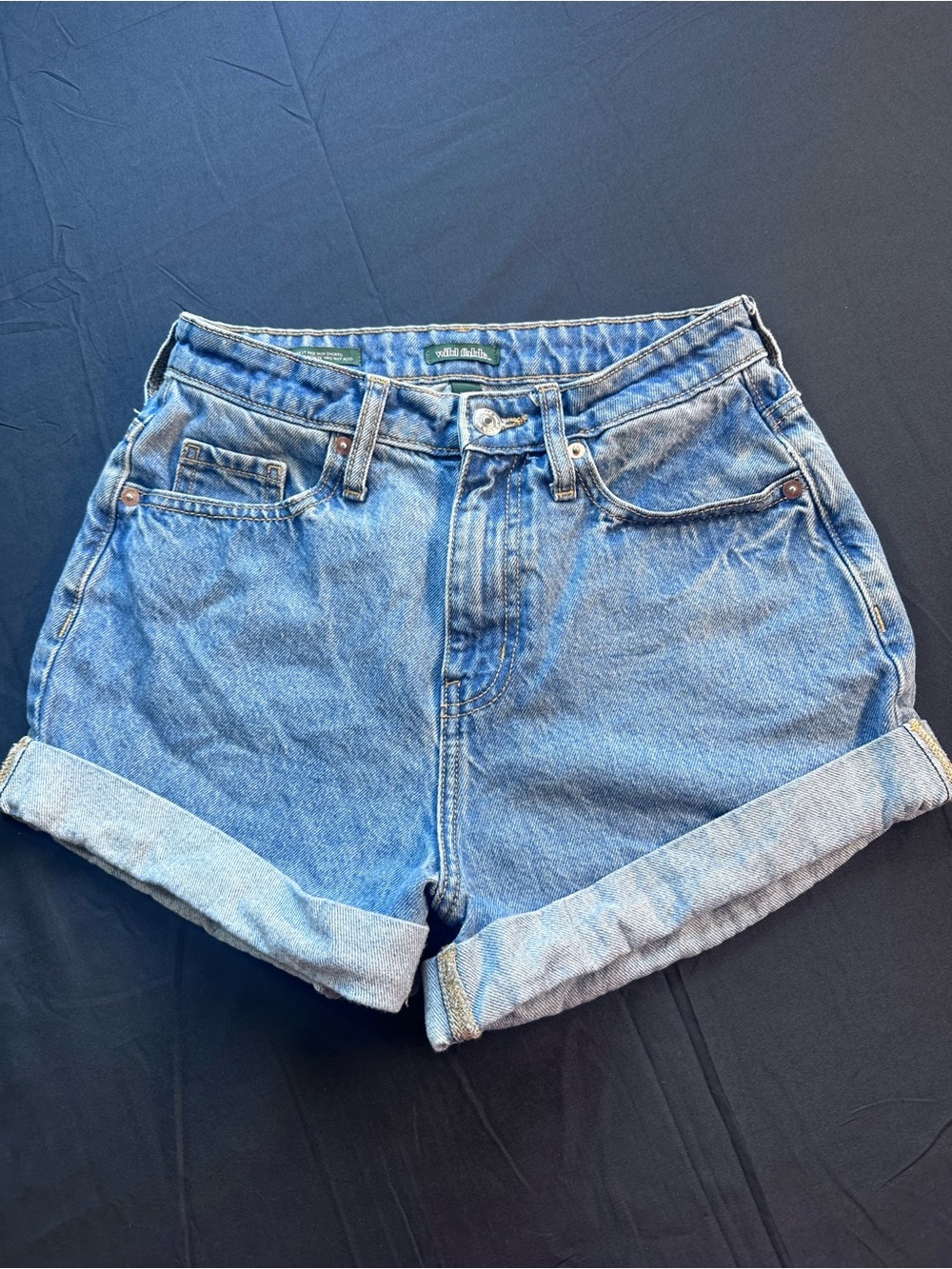 wild fable Light Blue High-Rise Rolled Hem Denim Shorts
